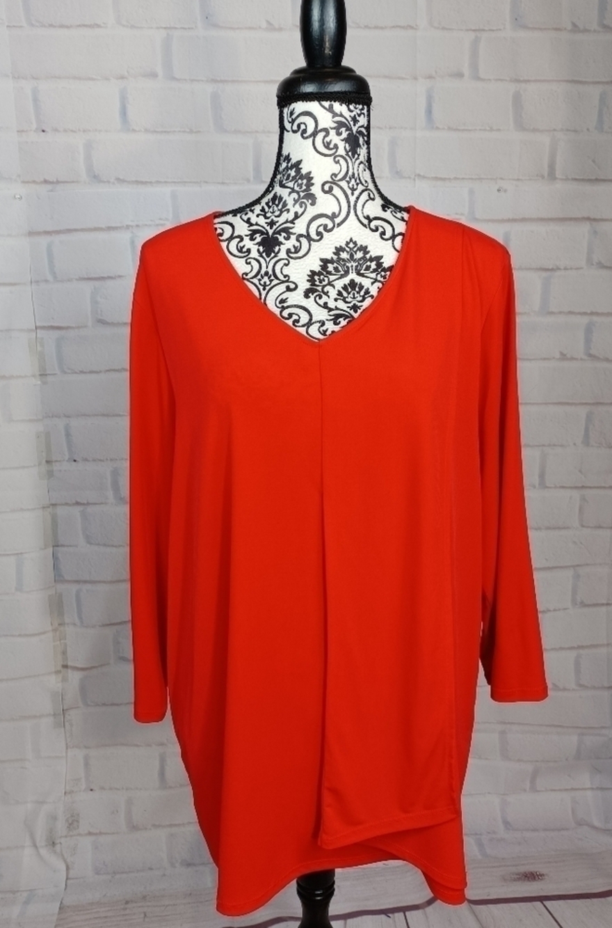 Chico's women's long sleeve stretch knit popover top size 3 folded front b11